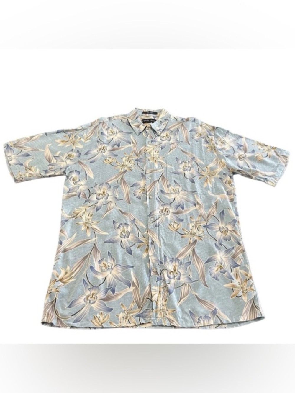 Vintage Hawaiian Button Up Shirt Mens Large Rayon Floral Aloha Tropic Resort